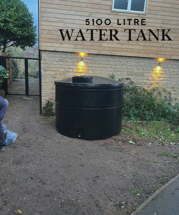 5100 Litre Cylindrical Potable Water Tank - Black - WRAS Approved
