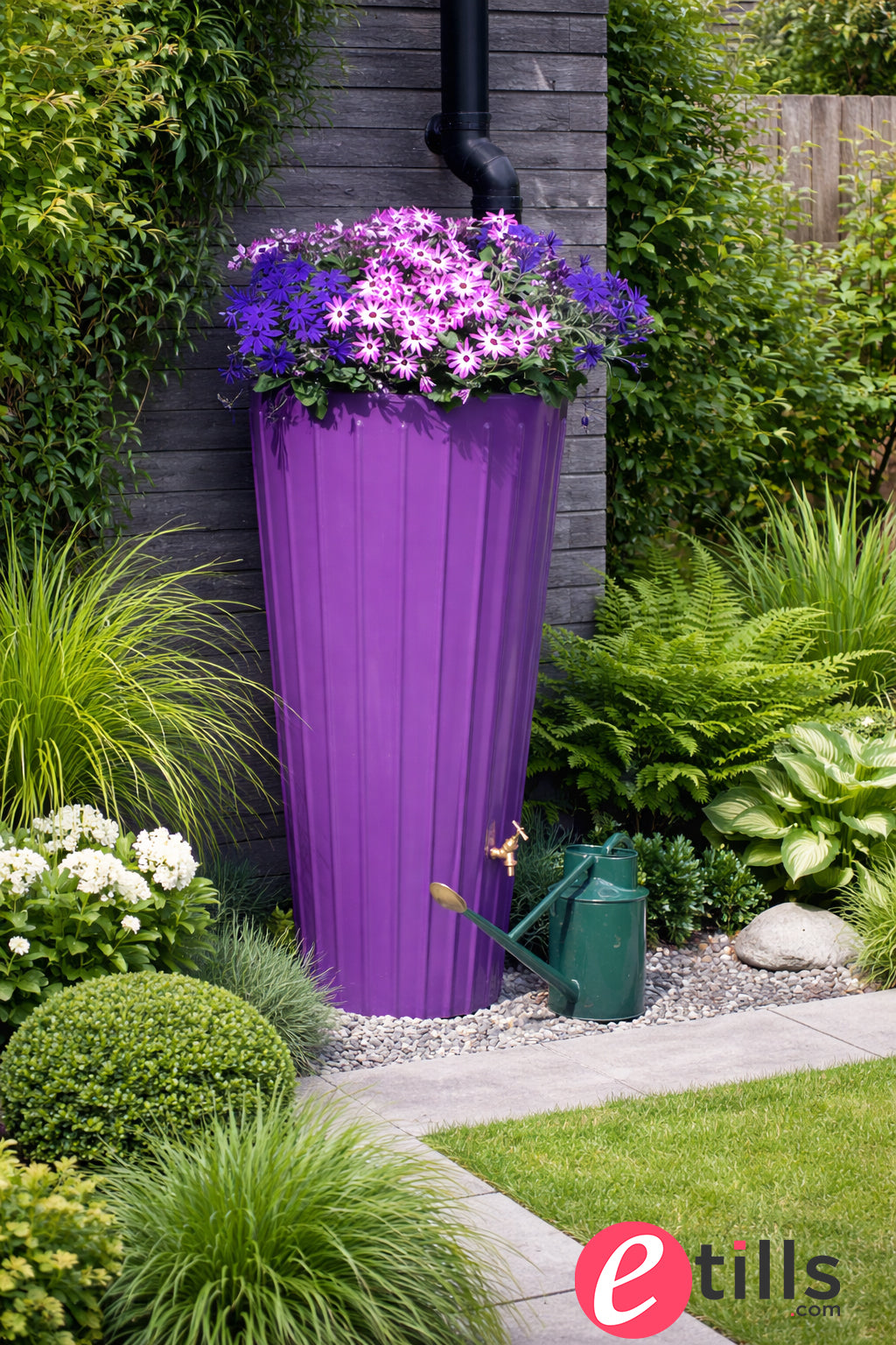 200 Litre Water Butt Planter in Purple - Cosmo Large