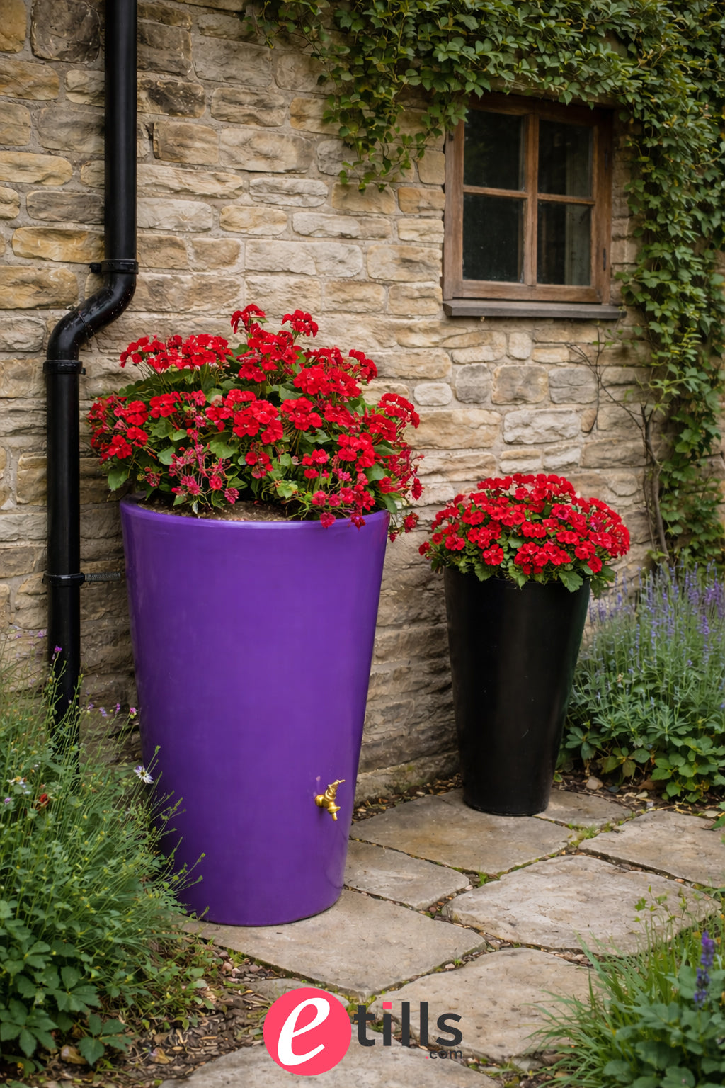 180 Litres Water Butt Planter Purple - The City