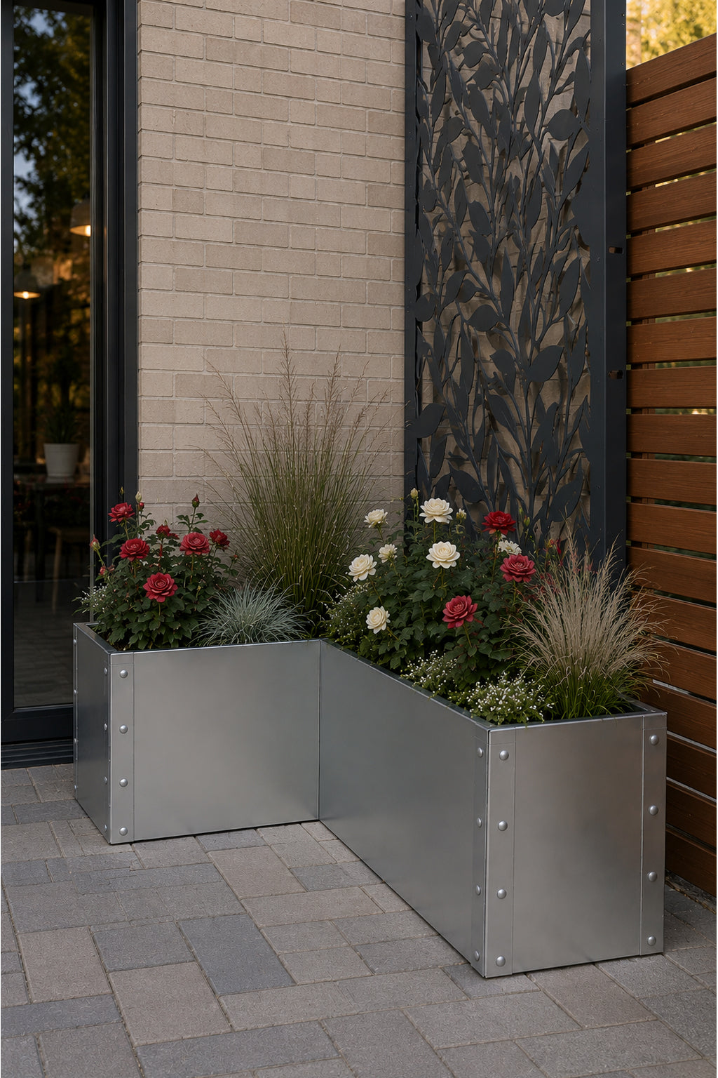 Large Raised Bed Corner Planter - L-Shaped 1200 x 800 Urban Style