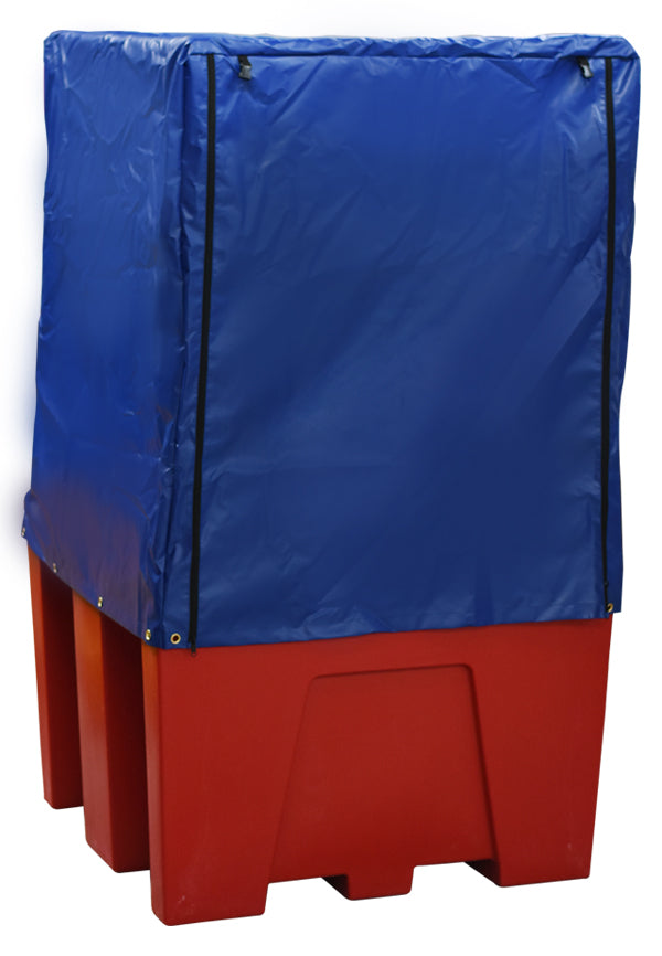 Single IBC Bund Pallet Red - c/w Grid and Premium Cover