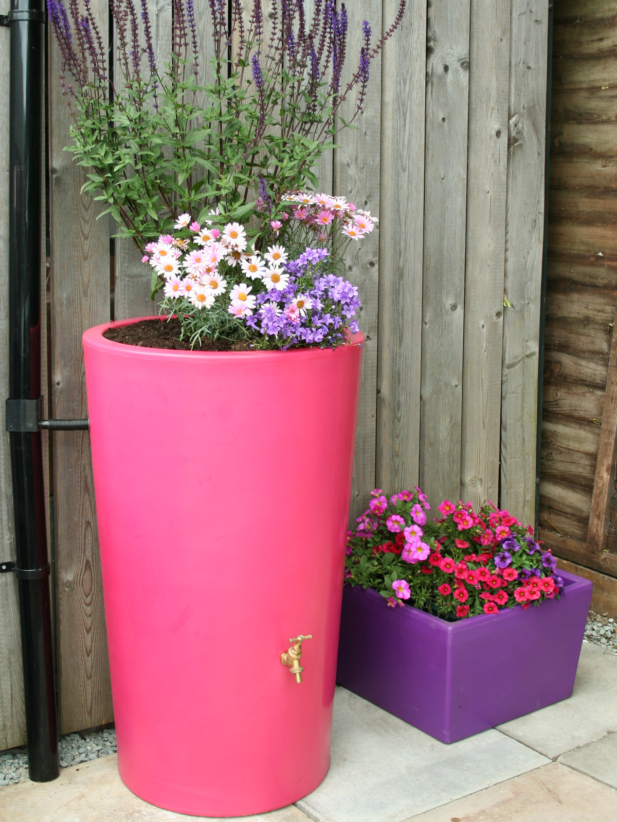 180 Litre Water Butt Planter Pink - The City