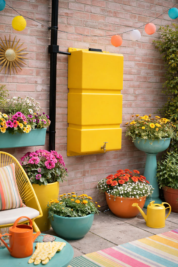 100 Litre Wall Mounted Water Butts - Yellow