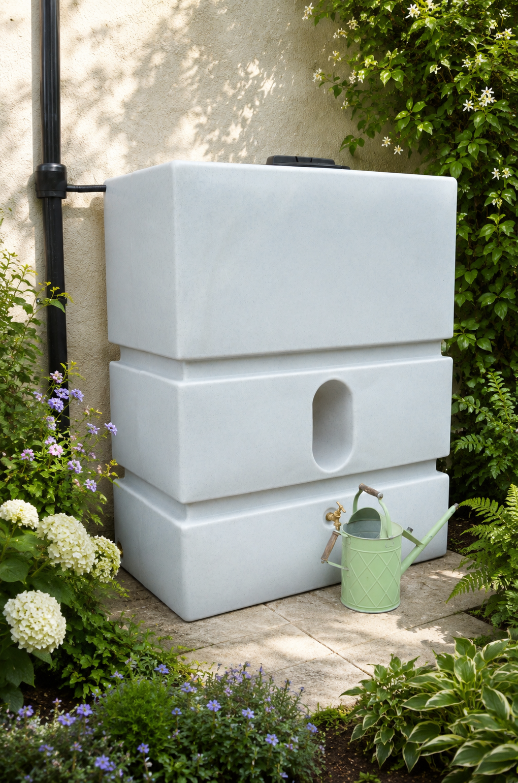 1200 Litre Water Butt in White Marble