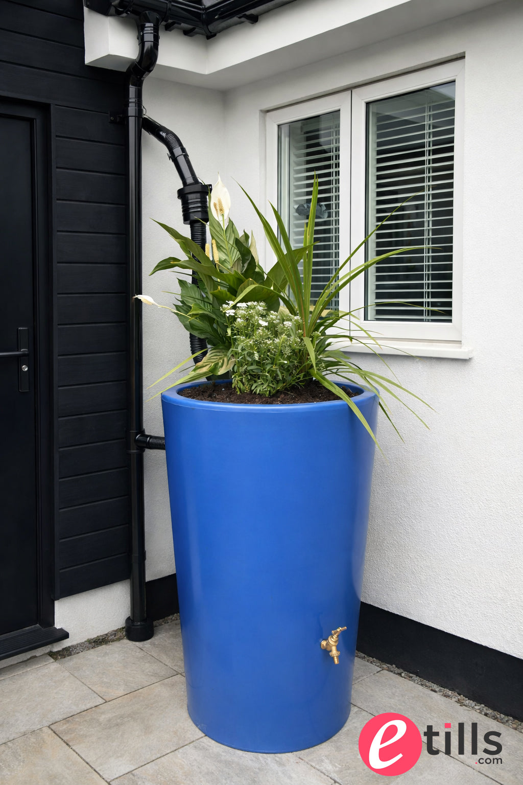 City Water Butt Planter Blue