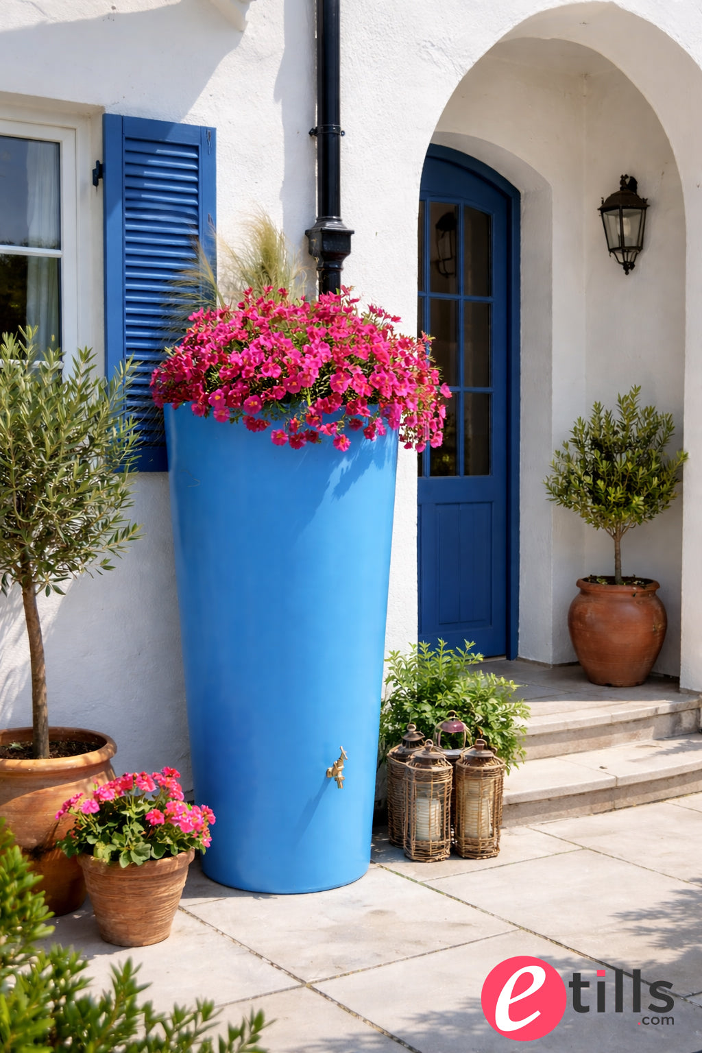 Big City Water Butt Planter - Light Blue
