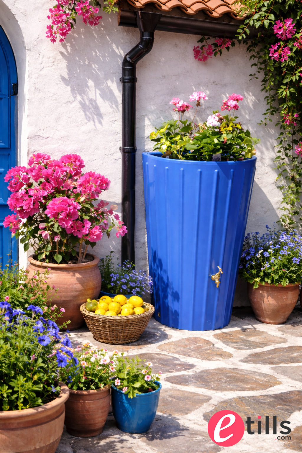 Mini Cosmo Water Butt Planter in Blue