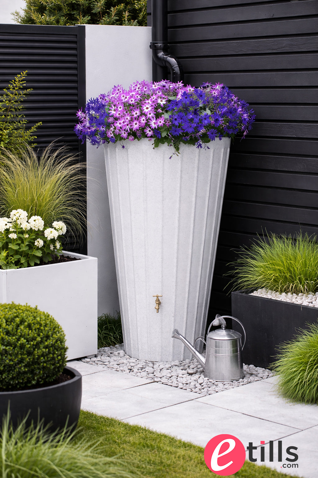 Cosmo 200 Litre Water Butt Planters - White Marble