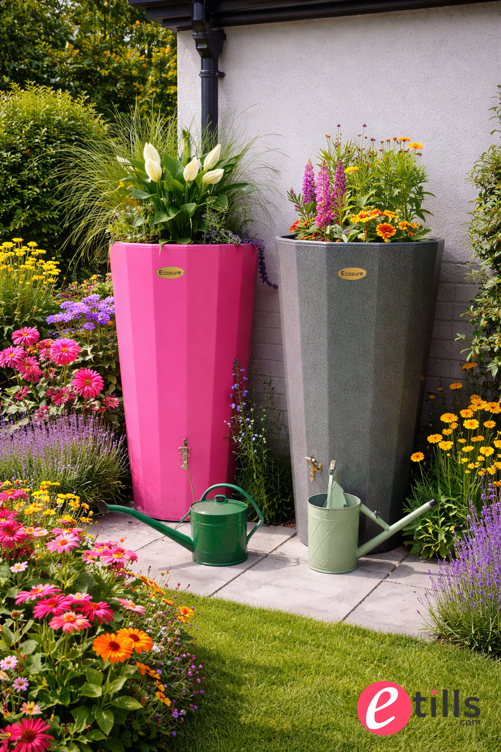 Metropolitan Water Butt Planter - Green Marble