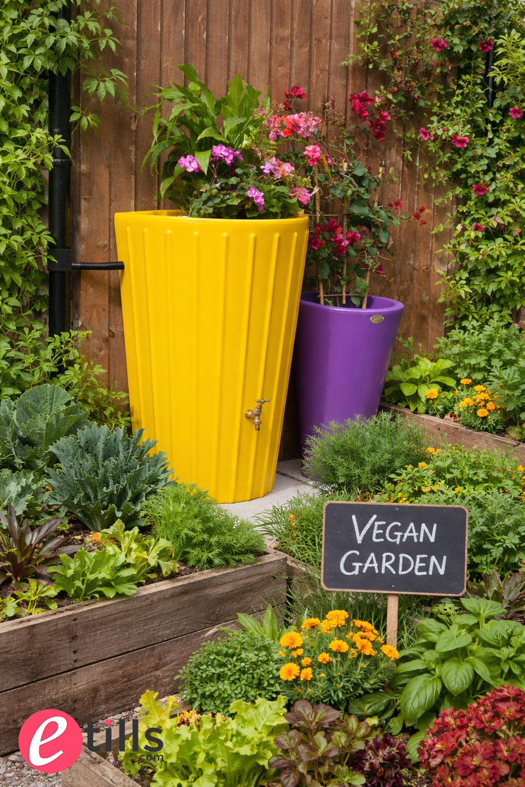 Mini Cosmo Water Butt Planter in Yellow